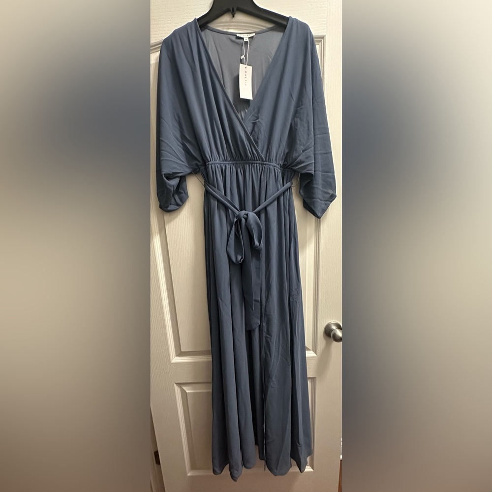 Baltic Born Slate Blue V-Neck Dress